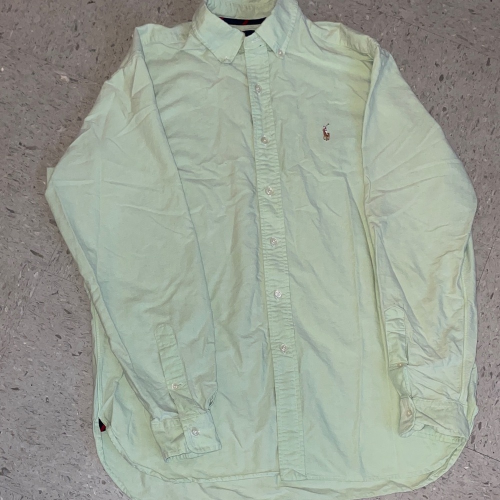 Ralph Lauren Classic Fit Men's Light Green Shirt Casual Dress Large Shirt